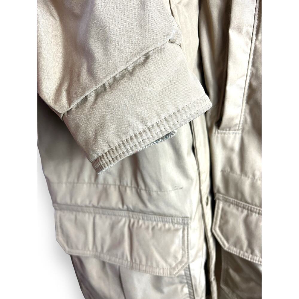 Vtg LL Bean Tan Thinsulate Wool Lined Parka Coat | Mens LARGE | USA Vintage - Picture 8 of 11